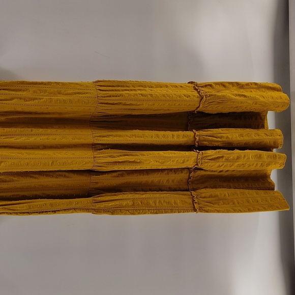 Time & Tru Yellow Gold Mustard Size Small Tiered Maxi Dress V Neck - Picture 4 of 9